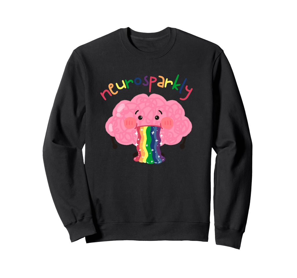 Rainbow Vomit Brain Neurodiversity Sweatshirt - Minimalist Print Men Women - T-Shirt, Sweatshirt, Hoodie