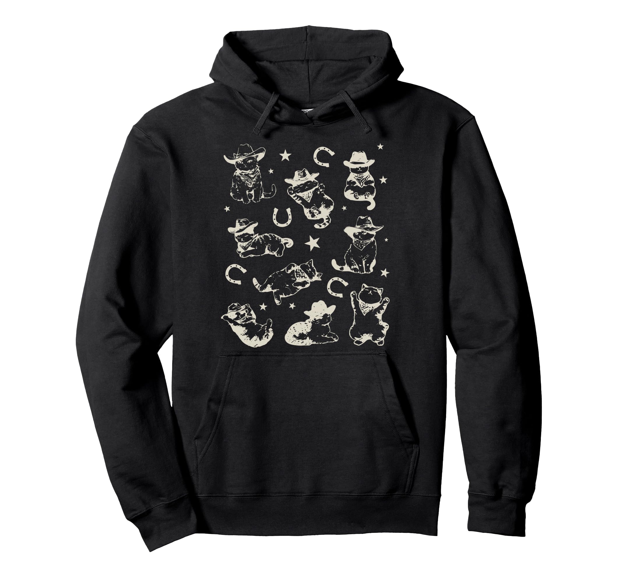 90S Cowboy Cats Horseshoe Kittens Hoodie - Aesthetic Graphic for Adults - T-Shirt, Sweatshirt, Hoodie