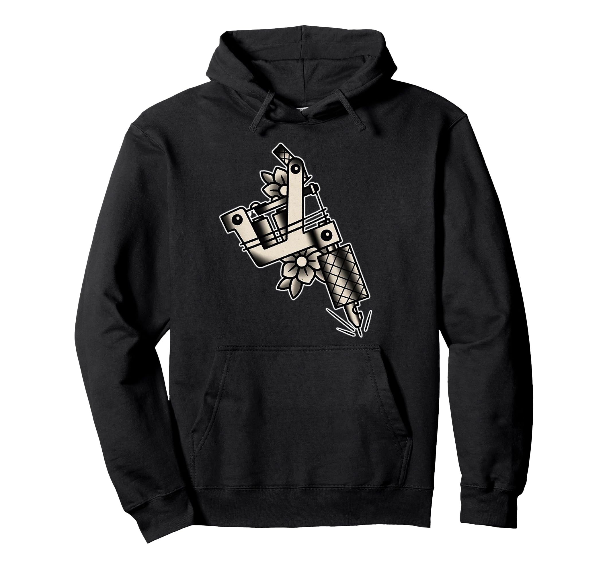 Coil Tattoo Machine Blackwork Flash Hoodie - Custom Art Print Men Women - T-Shirt, Sweatshirt, Hoodie