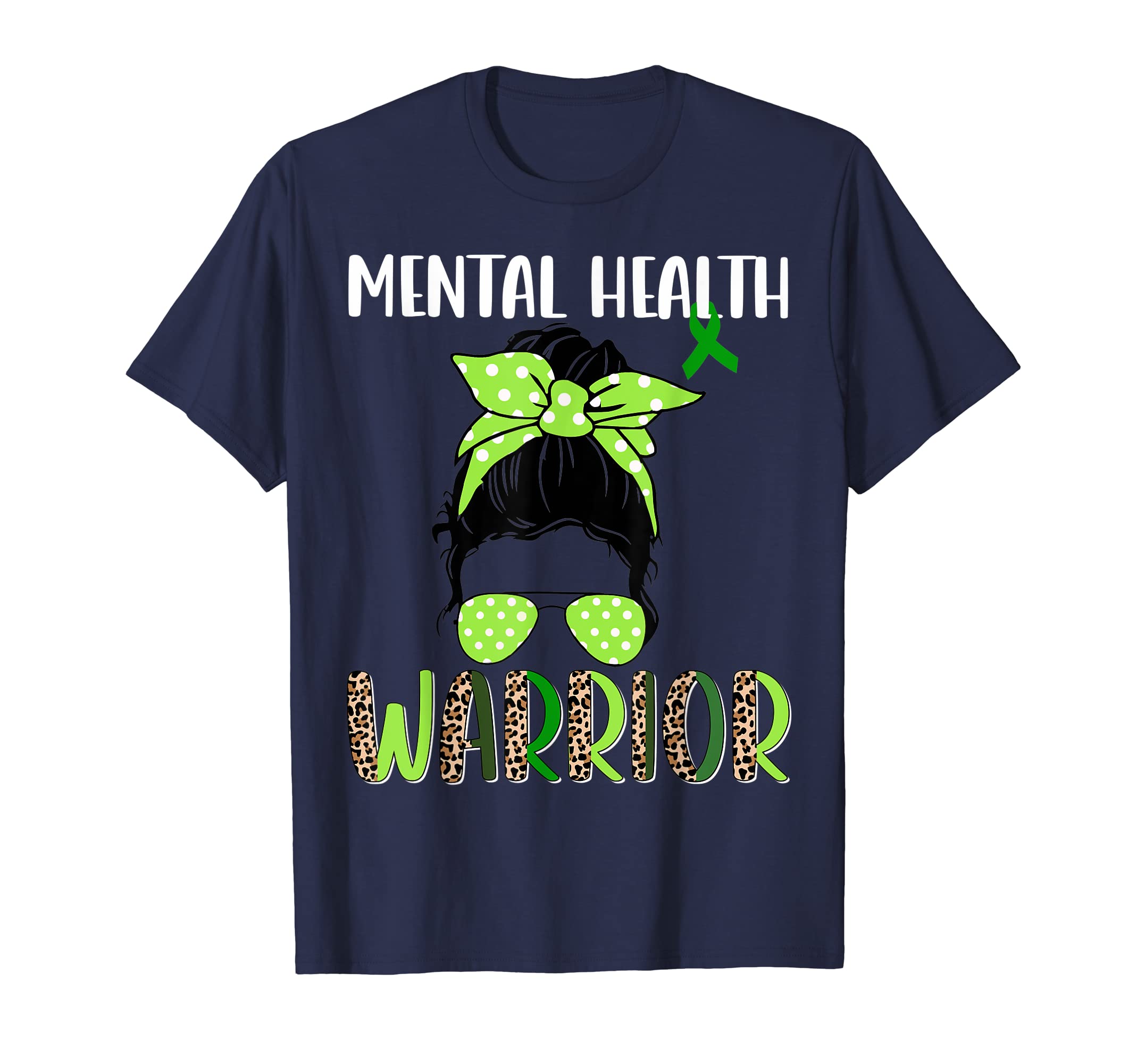 Mental Health Warrior Messy Bun Hair T-Shirt - Novelty Apparel for Adults - T-Shirt, Sweatshirt, Hoodie