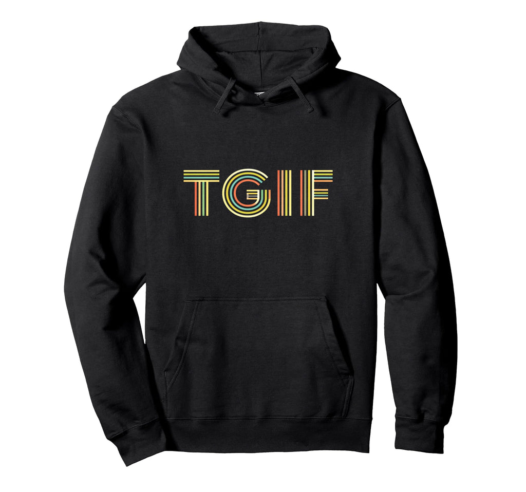 Fun Friday Tgif Striped Typography Hoodie - Novelty Apparel Unisex - T-Shirt, Sweatshirt, Hoodie