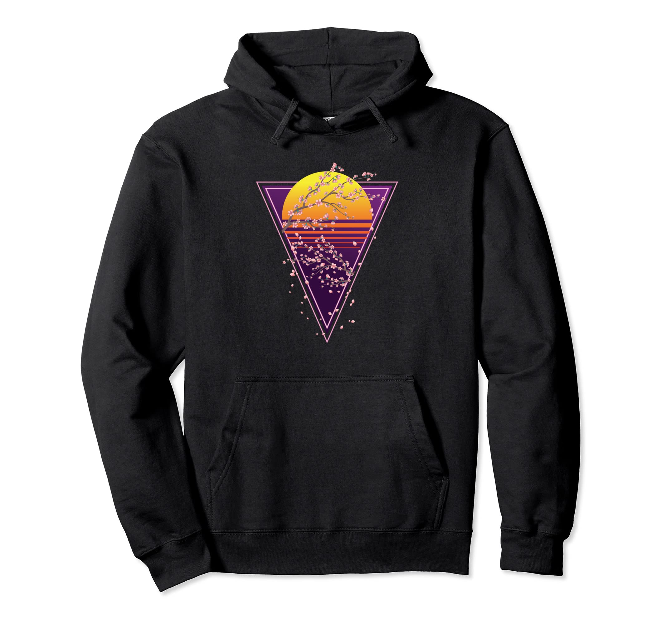Sakura Synthwave Japanese Flower Hoodie - Novelty Apparel for Adults - T-Shirt, Sweatshirt, Hoodie