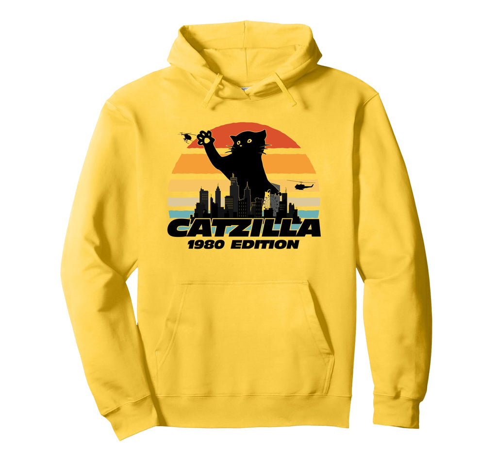 Catzilla 1980 Sunset Hoodie - Unique Graphic Men Women - T-Shirt, Sweatshirt, Hoodie