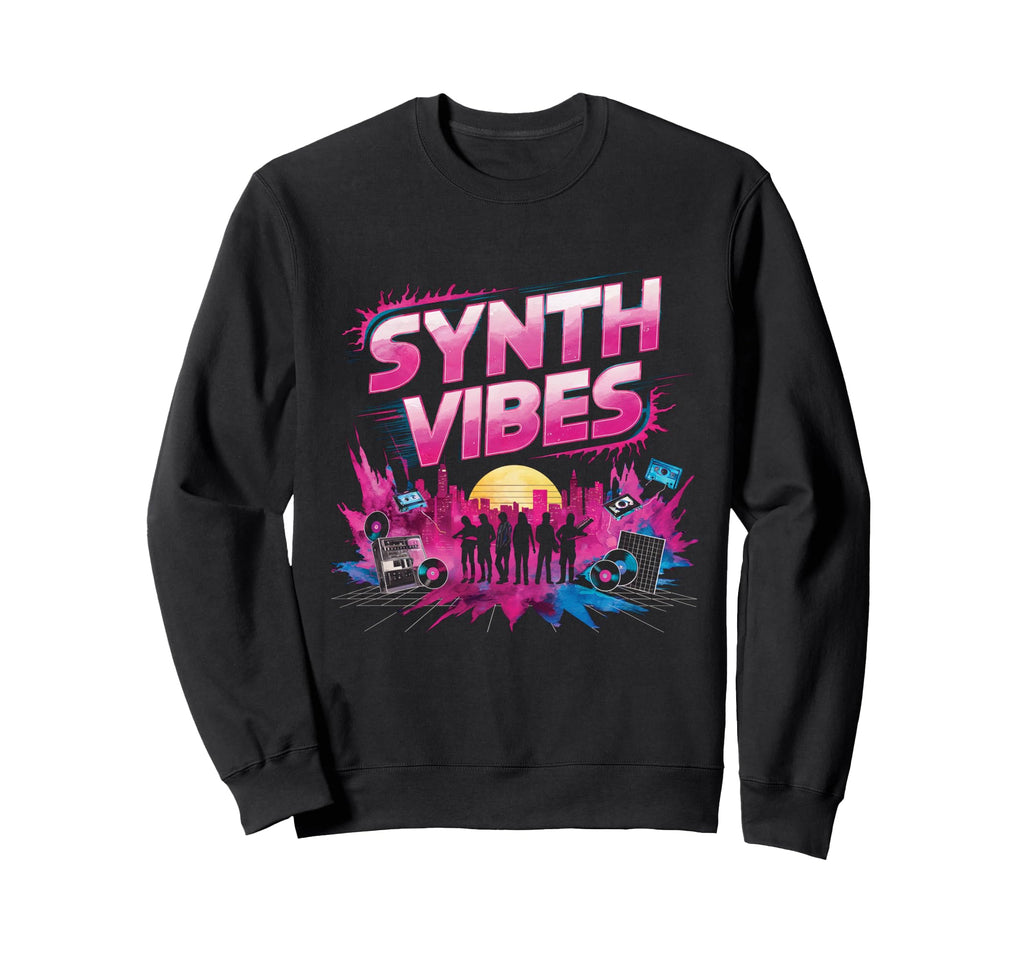 1980S Synthwave Synth Vibes Sweatshirt - Casual Everyday Wear Unisex - T-Shirt, Sweatshirt, Hoodie
