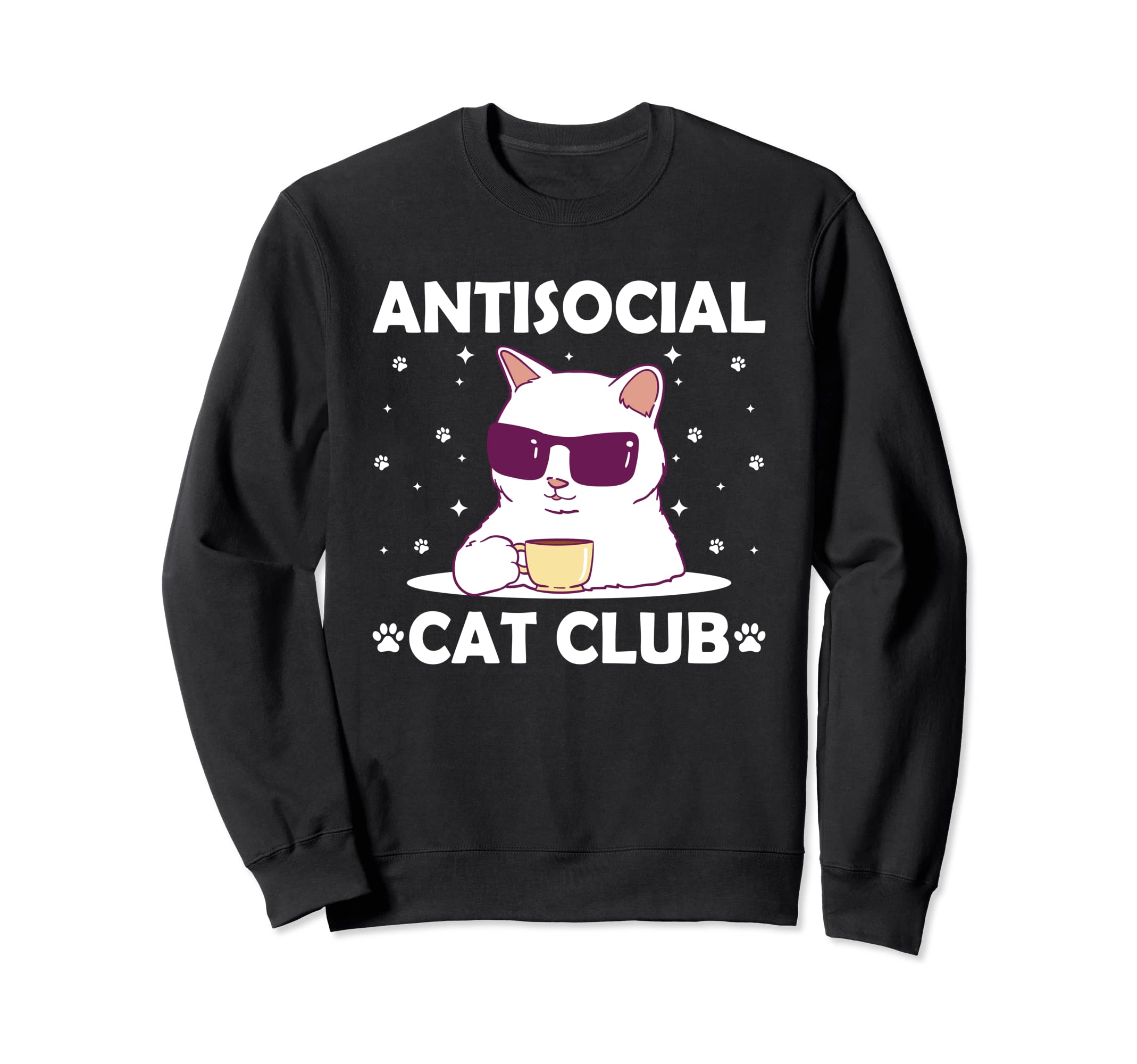 Antisocial Cat Club Introvert Cat Lover Sweatshirt - Unique Graphic Unisex - T-Shirt, Sweatshirt, Hoodie