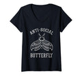 Womens Anti Social Butterfly Introvert V T-Shirt - Custom Art Print Unisex - T-Shirt, Sweatshirt, Hoodie