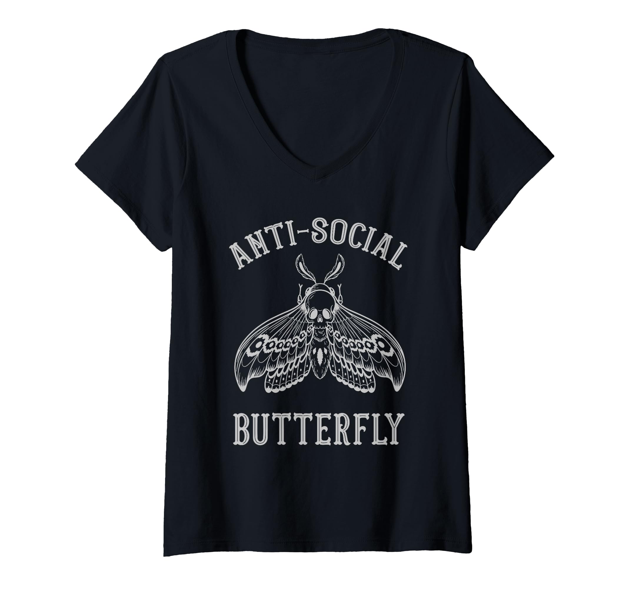 Womens Anti Social Butterfly Introvert V T-Shirt - Custom Art Print Unisex - T-Shirt, Sweatshirt, Hoodie
