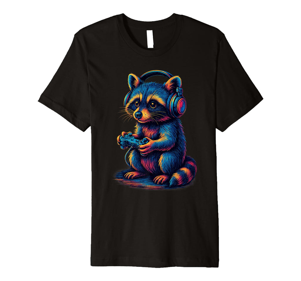 Raccoon Gamer Gaming Animal Lover T-Shirt - Aesthetic Graphic for Adults - T-Shirt, Sweatshirt, Hoodie