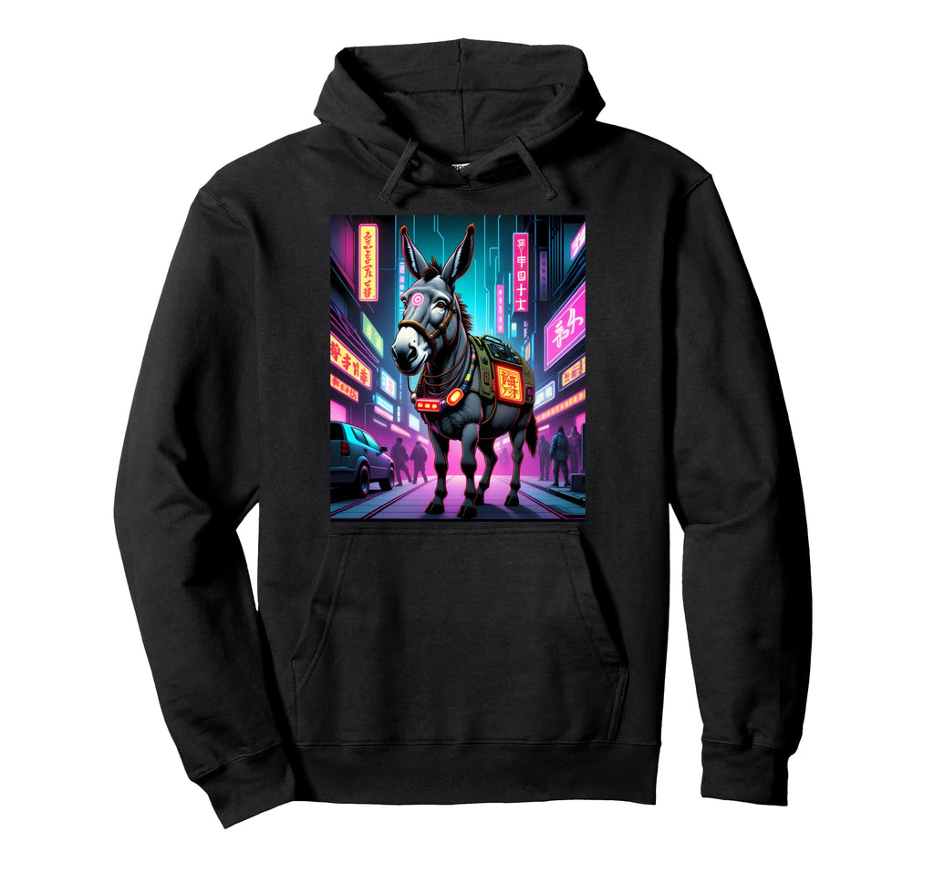 Japanese Vaporwave Donkey 80S Hoodie - Fun Novelty Design Men Women - T-Shirt, Sweatshirt, Hoodie