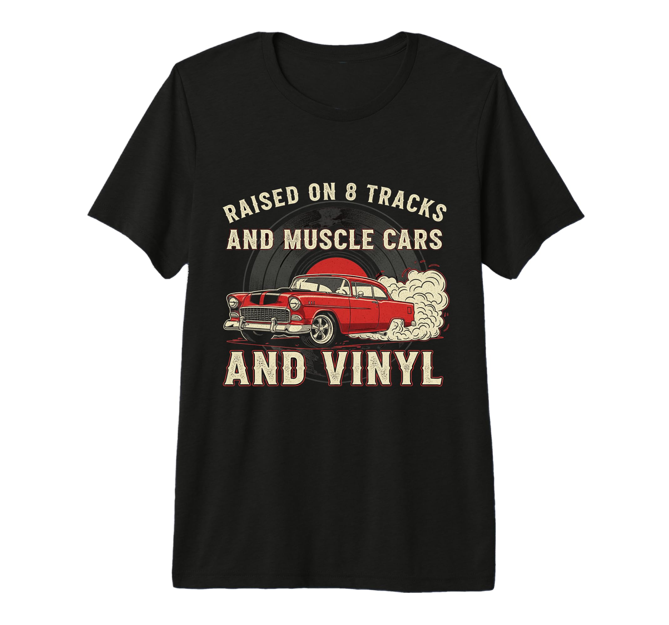 Raised Vinyl And V8S 55 Bel Air T-Shirt - Fun Novelty Design for Adults - T-Shirt, Sweatshirt, Hoodie