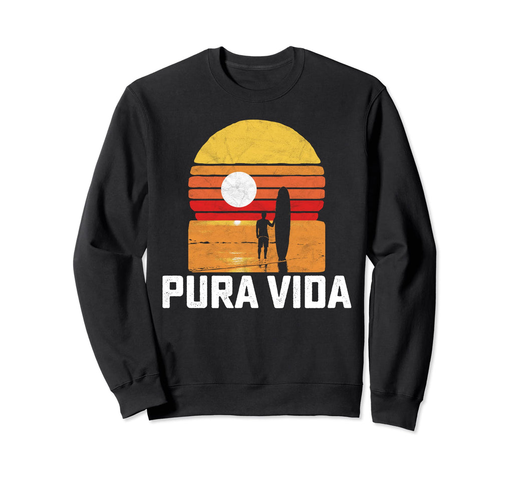Pura Vida Distressed Surfer Sweatshirt - Aesthetic Graphic Men Women - T-Shirt, Sweatshirt, Hoodie