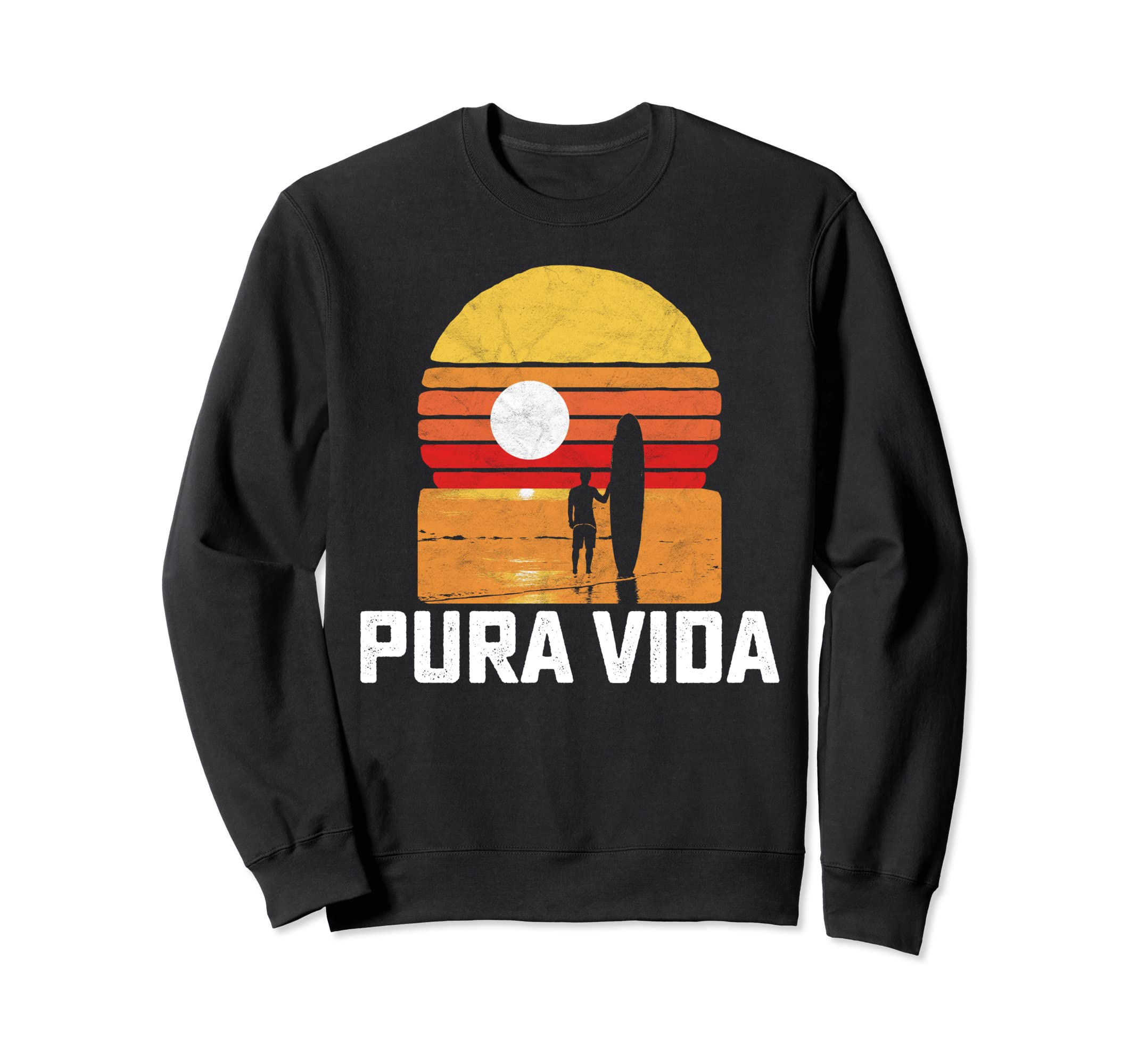 Pura Vida Distressed Surfer Sweatshirt - Aesthetic Graphic Men Women - T-Shirt, Sweatshirt, Hoodie