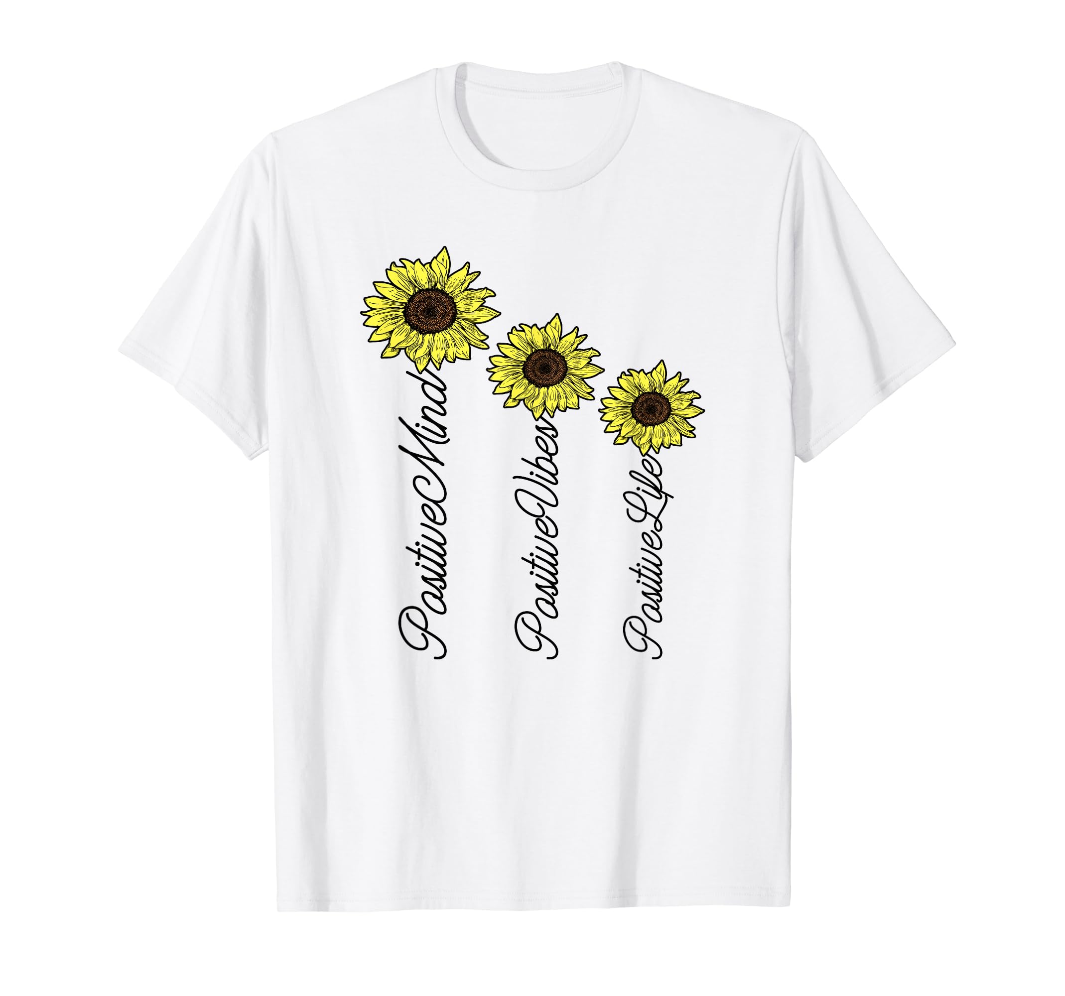 Positive Mind Vibes Life Sunflower T-Shirt - Aesthetic Graphic for Adults - T-Shirt, Sweatshirt, Hoodie