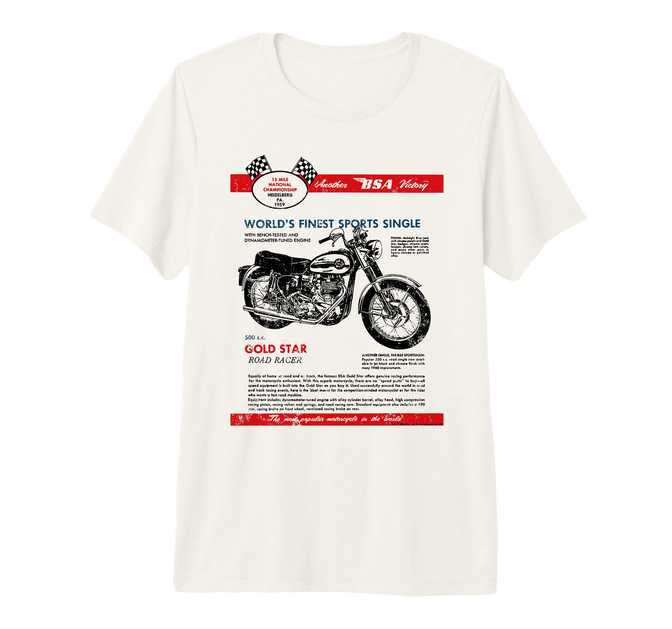 Bsa 500 Gold Star Road Racer T-Shirt - Unique Graphic for Adults - T-Shirt, Sweatshirt, Hoodie