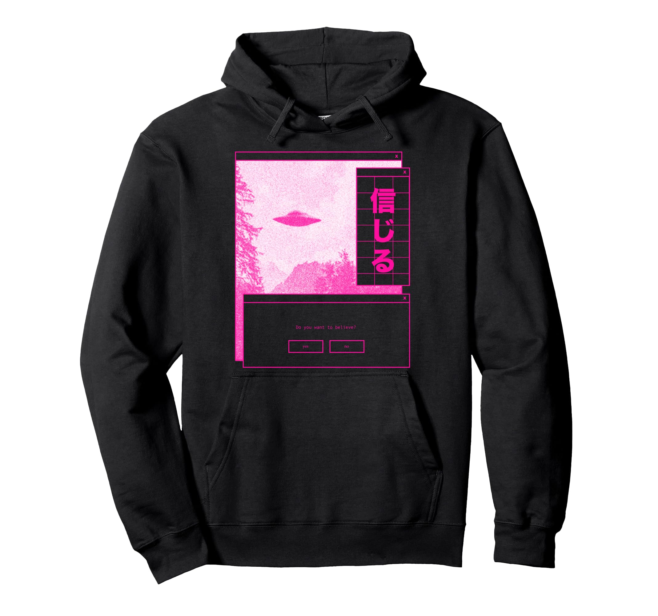 Ufo Vaporwave Aesthetic Japanese 80S Hoodie - Minimalist Print Unisex - T-Shirt, Sweatshirt, Hoodie