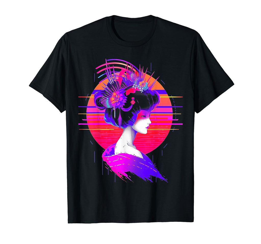 Vaporwave Geisha 80S Synthwave 18 T-Shirt - Novelty Apparel Unisex - T-Shirt, Sweatshirt, Hoodie
