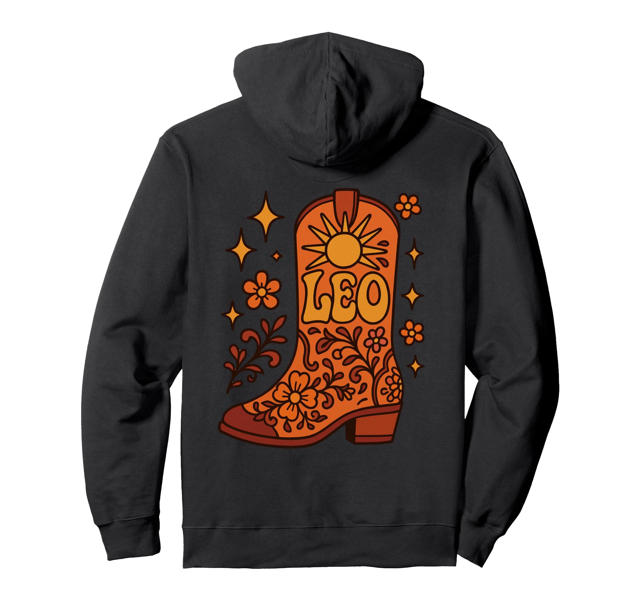 Leo Sun Boot Western Zodiac Hoodie - Unique Graphic Men Women - T-Shirt, Sweatshirt, Hoodie