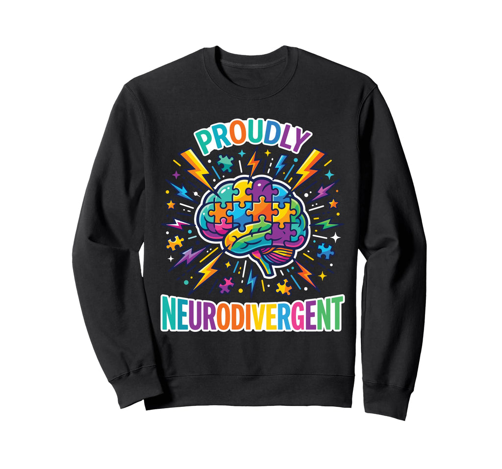 Proudly Neurodivergent Brain Puzzle Sweatshirt - Aesthetic Graphic Unisex - T-Shirt, Sweatshirt, Hoodie