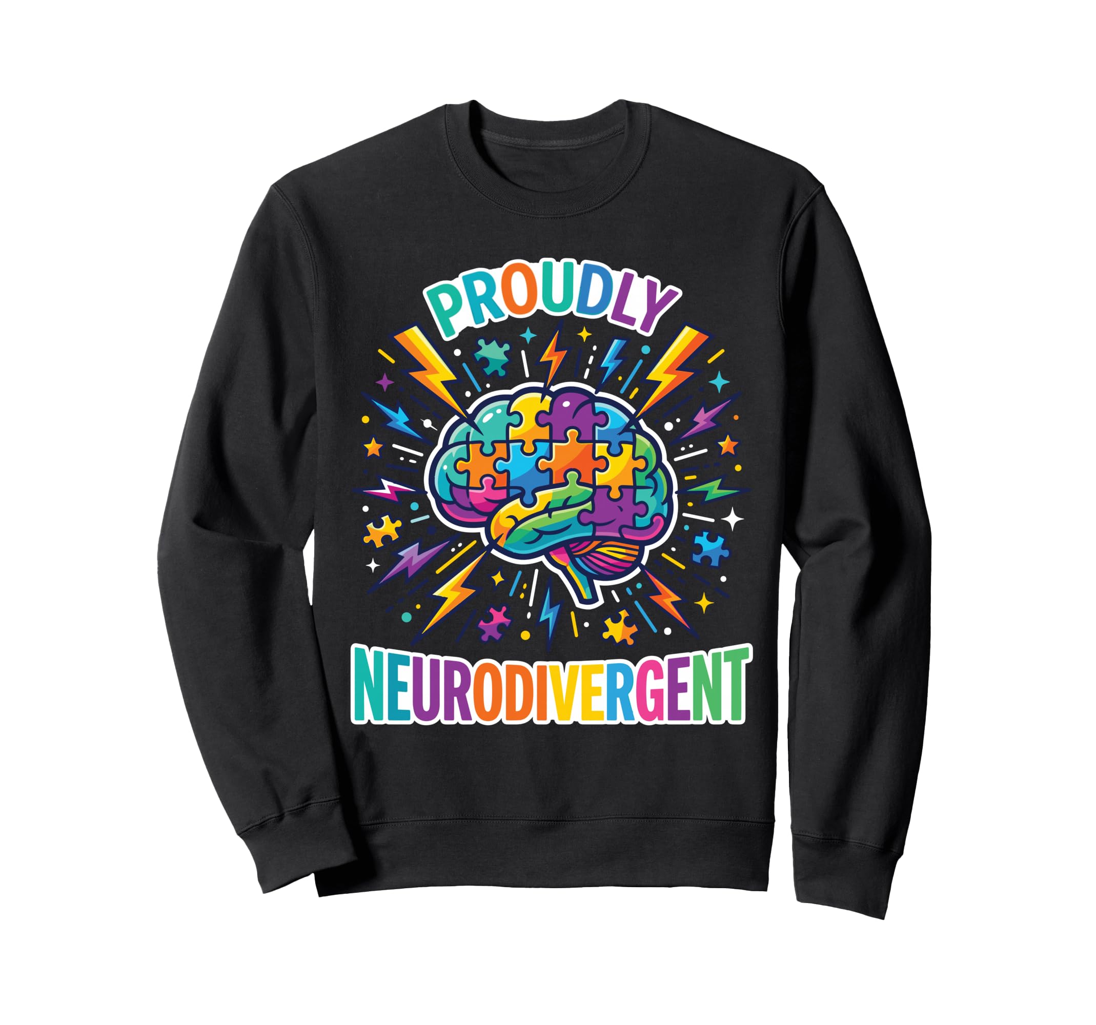 Proudly Neurodivergent Brain Puzzle Sweatshirt - Aesthetic Graphic Unisex - T-Shirt, Sweatshirt, Hoodie