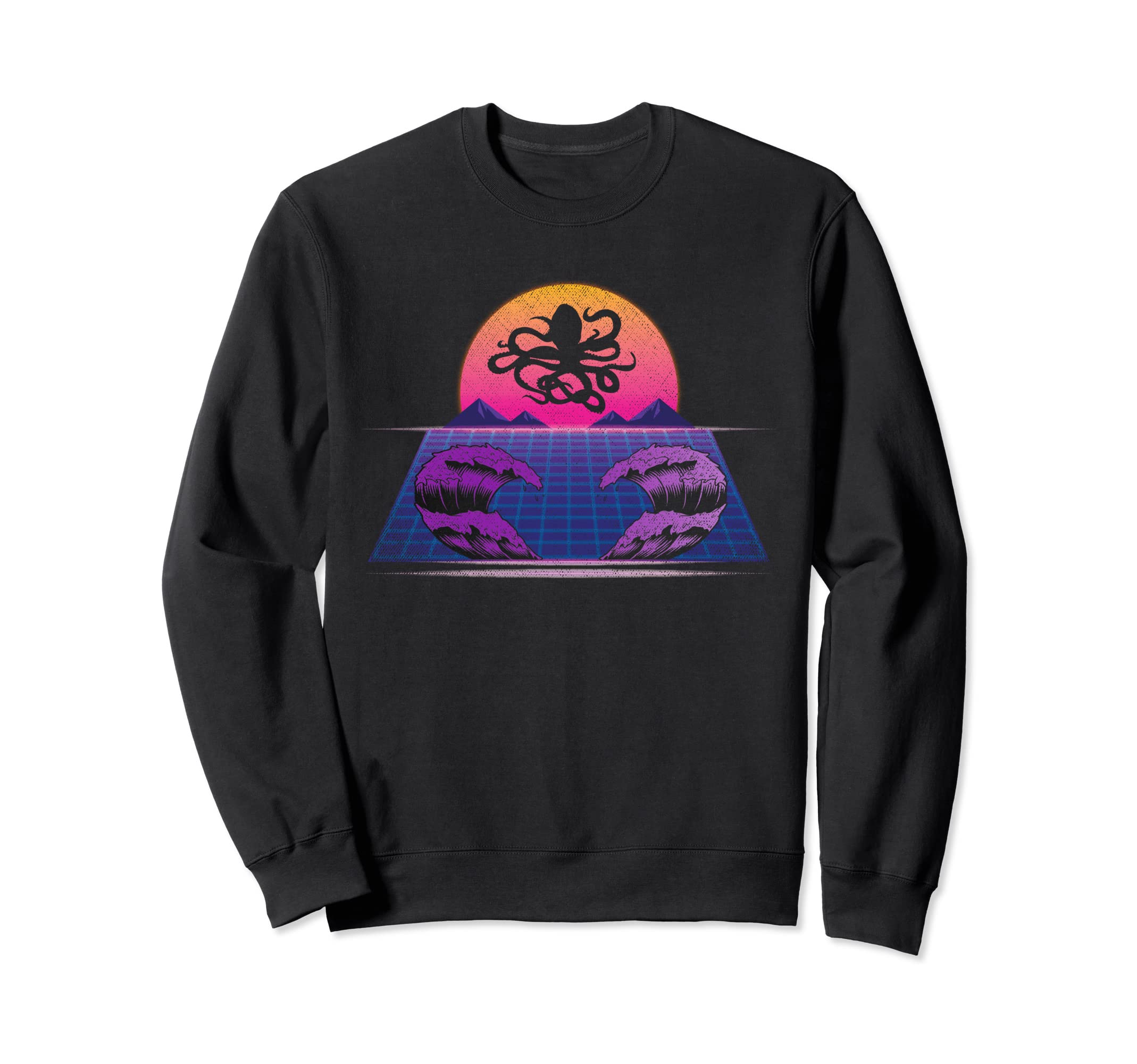 90S Synthwave Kraken Animal Sea Sweatshirt - Fun Novelty Design for Adults - T-Shirt, Sweatshirt, Hoodie