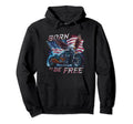 Born To Be Free Eagle Flag Motorcycle Hoodie - Minimalist Print Unisex - T-Shirt, Sweatshirt, Hoodie