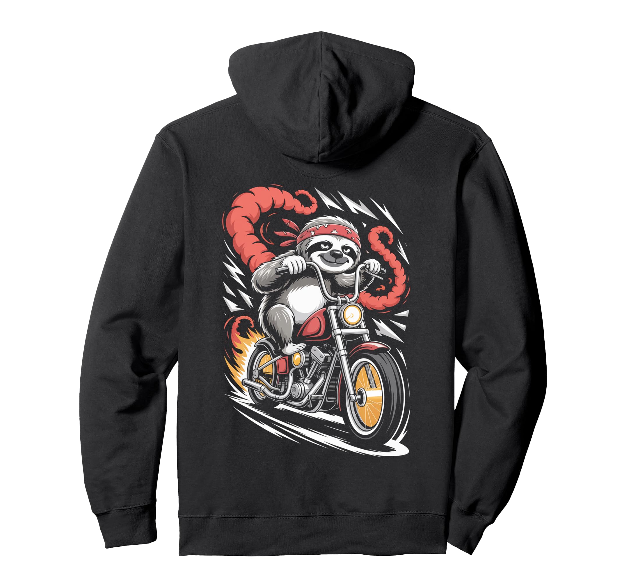 Sloth Biker Riding Motorcycle Outfit Hoodie - Novelty Apparel for Adults - T-Shirt, Sweatshirt, Hoodie