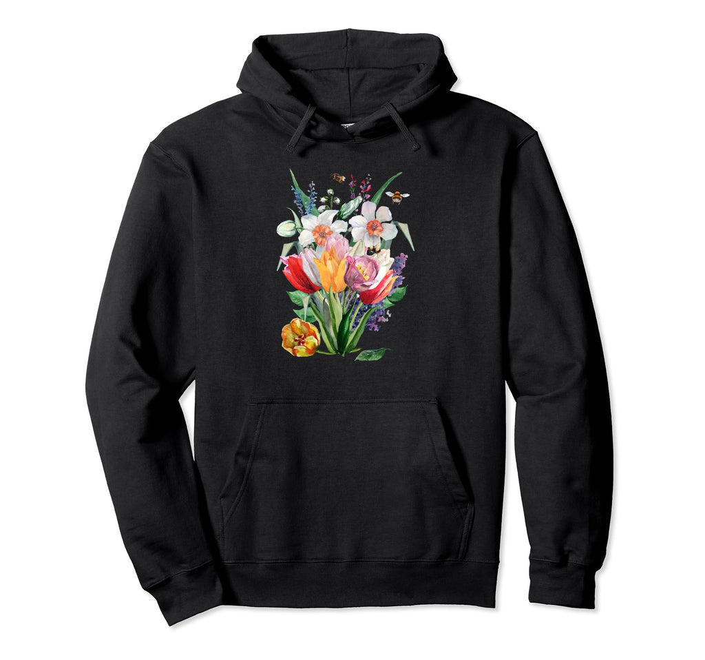 Watercolor Floral Botanical Garden Wildflower Hoodie - Graphic Print Unisex - T-Shirt, Sweatshirt, Hoodie