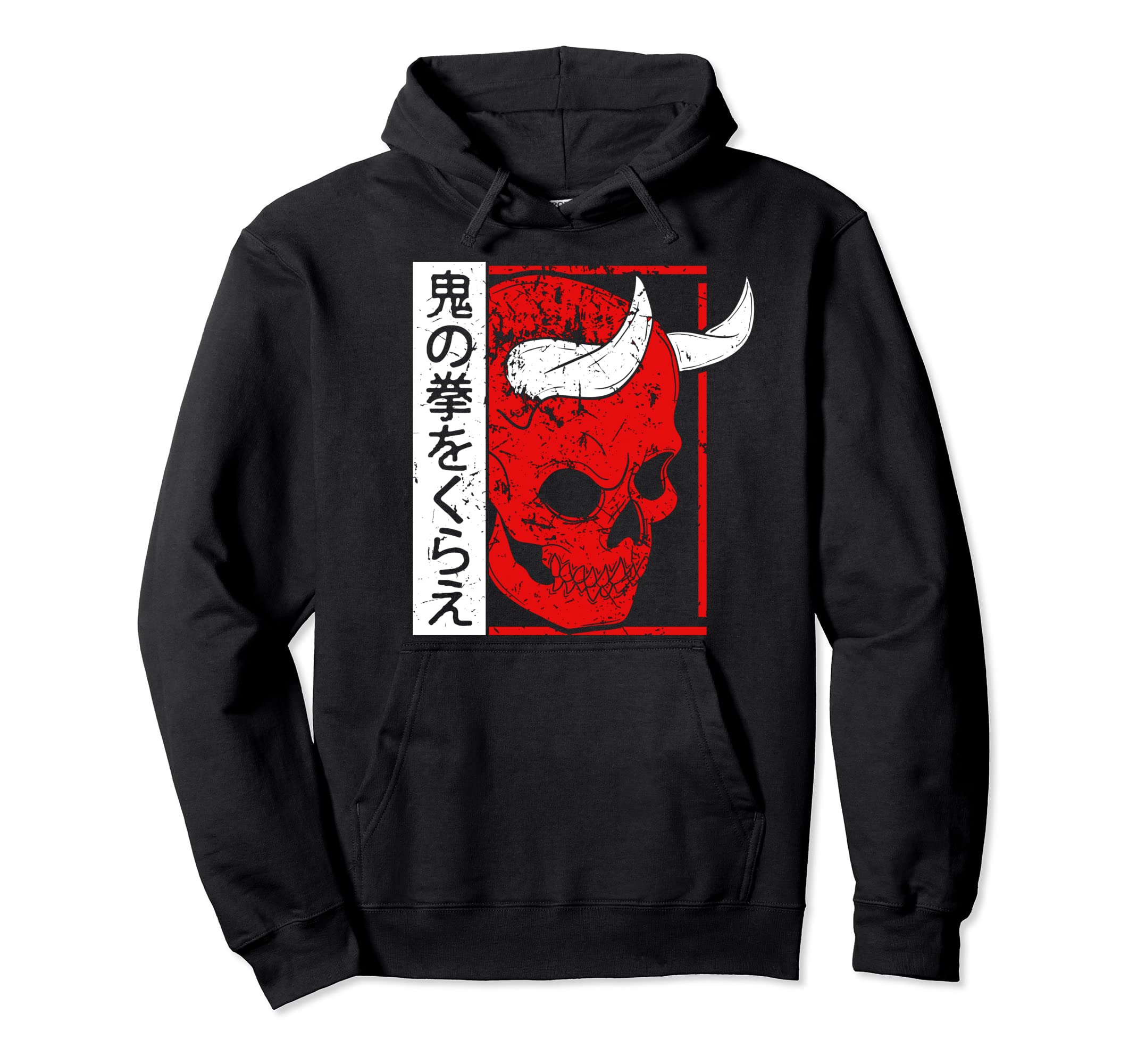 Japanese Demon Art Face Skull Devil Oni Hoodie - Trendy Graphic for Adults - T-Shirt, Sweatshirt, Hoodie