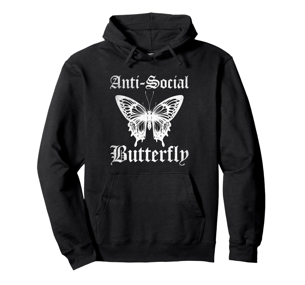 Funny Anti Social Butterfly Introvert Hoodie - Streetwear Style Men Women - T-Shirt, Sweatshirt, Hoodie