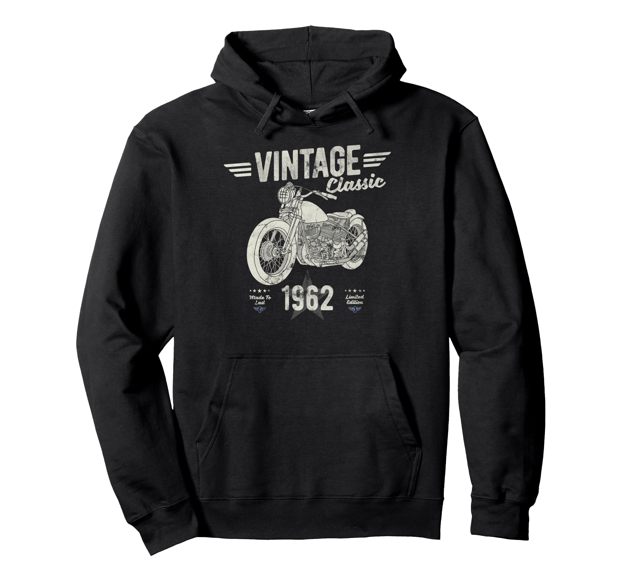 Born 1962 Birthday Motorbike Hoodie - Minimalist Print Men Women - T-Shirt, Sweatshirt, Hoodie