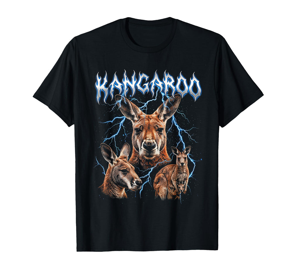 Kangaroo 90S Heavy Metal Kangaroo Animal T-Shirt - Minimalist Print Unisex - T-Shirt, Sweatshirt, Hoodie