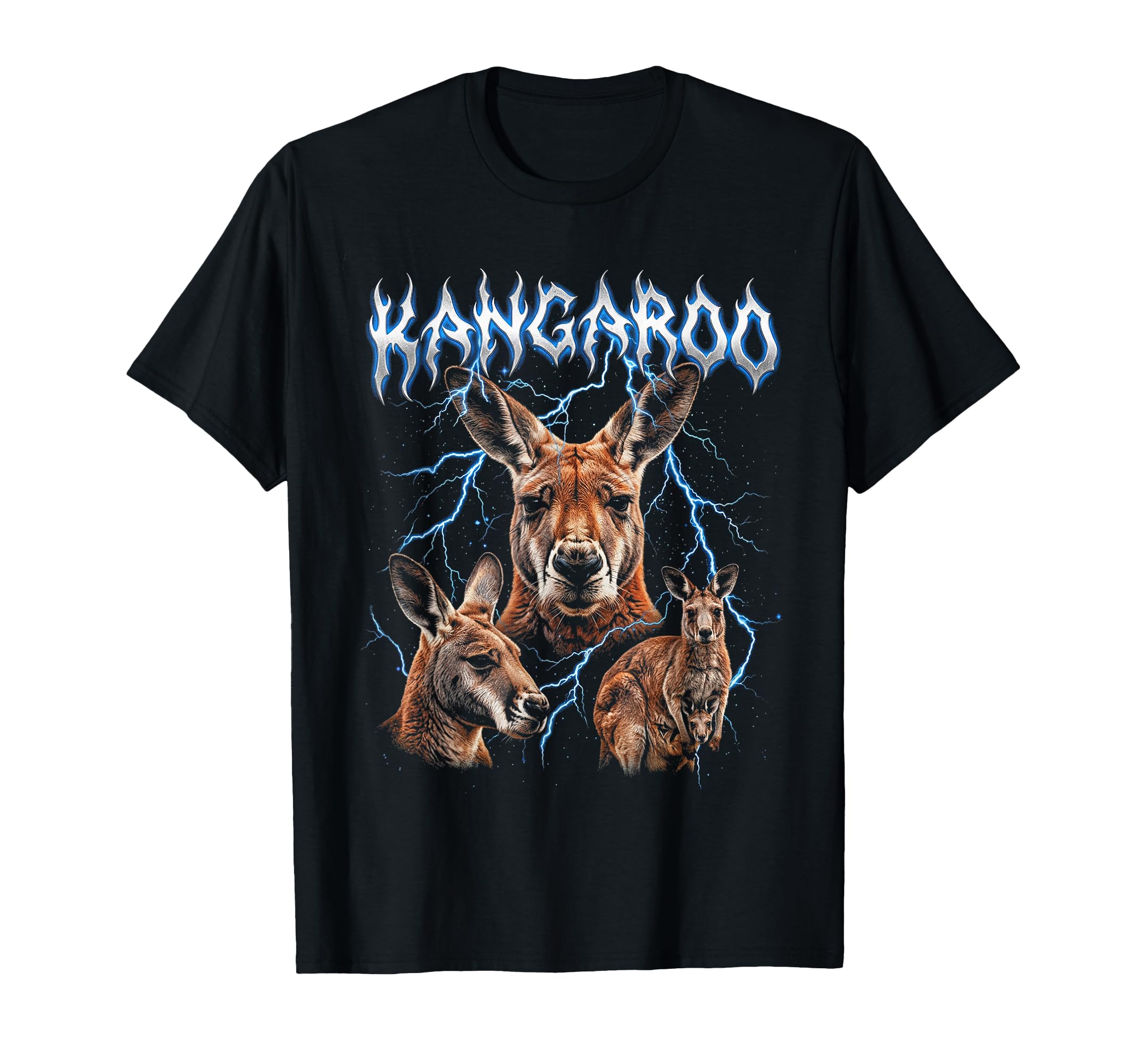 Kangaroo 90S Heavy Metal Kangaroo Animal T-Shirt - Minimalist Print Unisex - T-Shirt, Sweatshirt, Hoodie