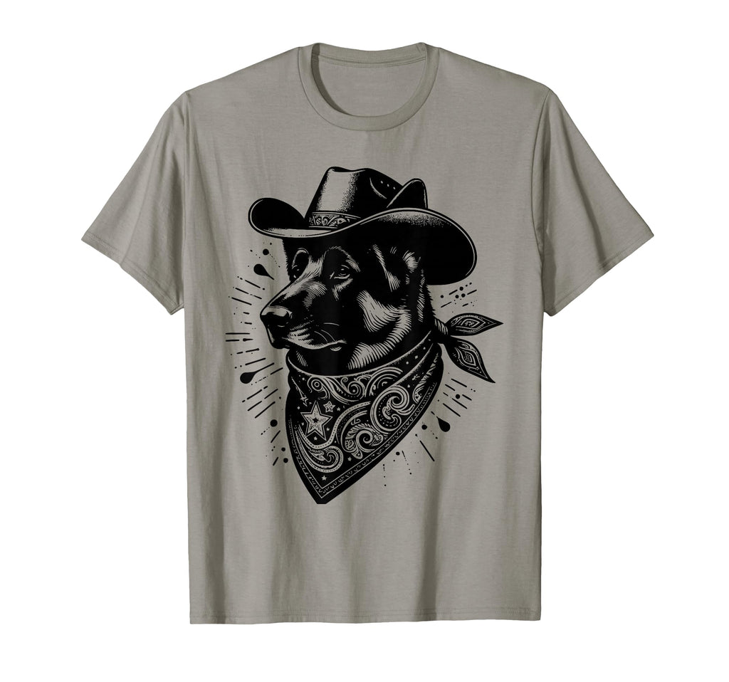 Western German Shepherd Hat And T-Shirt - Minimalist Print for Adults - T-Shirt, Sweatshirt, Hoodie