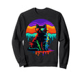 Vaporwave Black Cat Pixel Sweatshirt - Casual Everyday Wear for Adults - T-Shirt, Sweatshirt, Hoodie