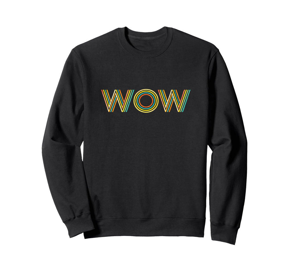 Funny Expression Wow Striped Sweatshirt - Aesthetic Graphic Unisex - T-Shirt, Sweatshirt, Hoodie