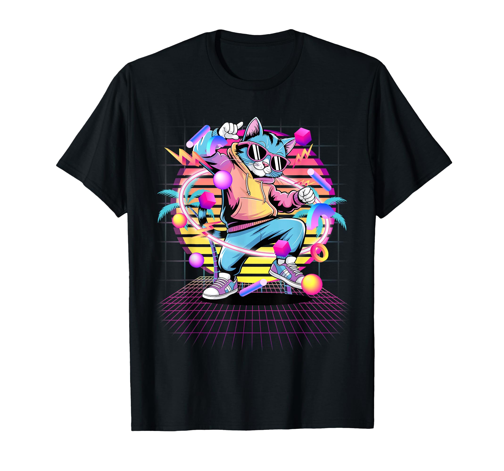 Cat Dancing 80S Vaporwave Synthwave T-Shirt - Novelty Apparel Men Women - T-Shirt, Sweatshirt, Hoodie