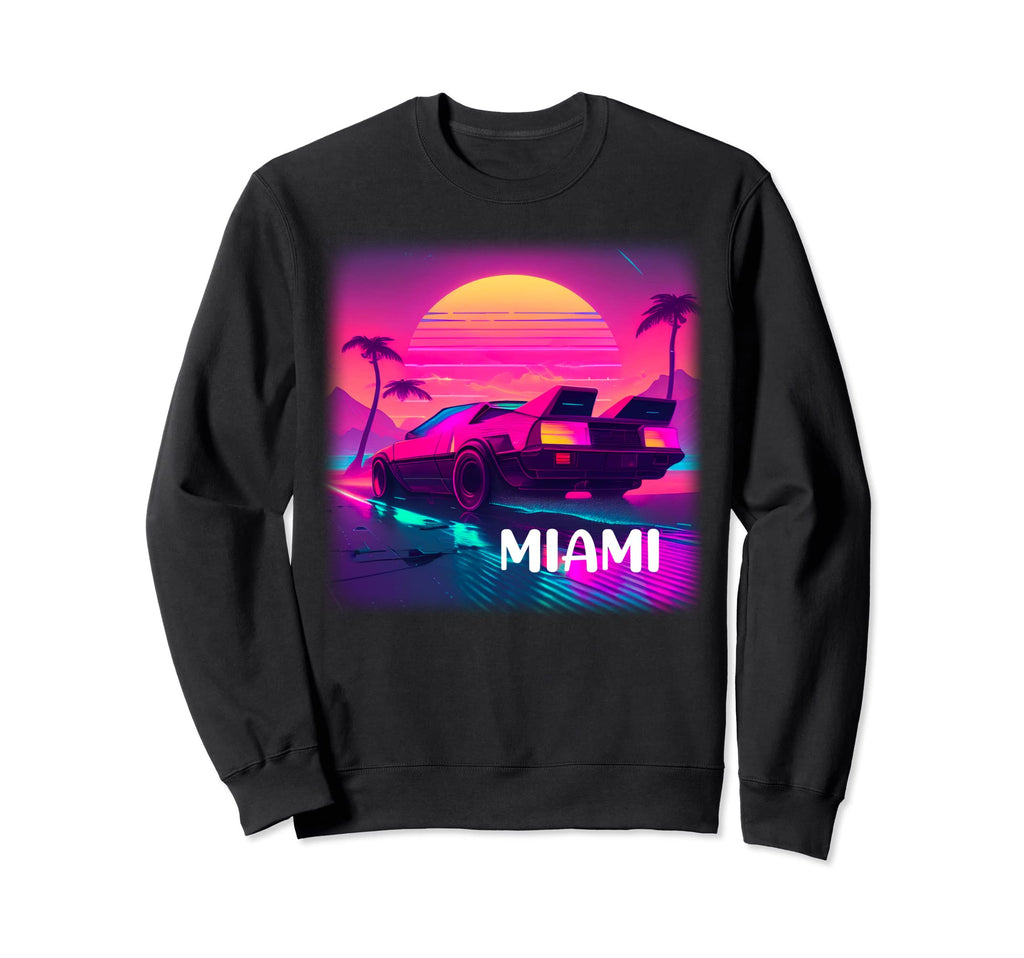 Miami Synthwave Vaporwave Sunset Palm Sweatshirt - Novelty Apparel Unisex - T-Shirt, Sweatshirt, Hoodie