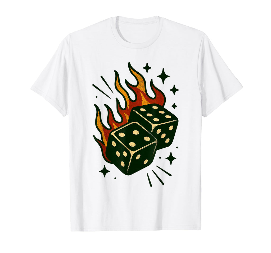 Flaming Rolling Dice Americana T-Shirt - Aesthetic Graphic Men Women - T-Shirt, Sweatshirt, Hoodie