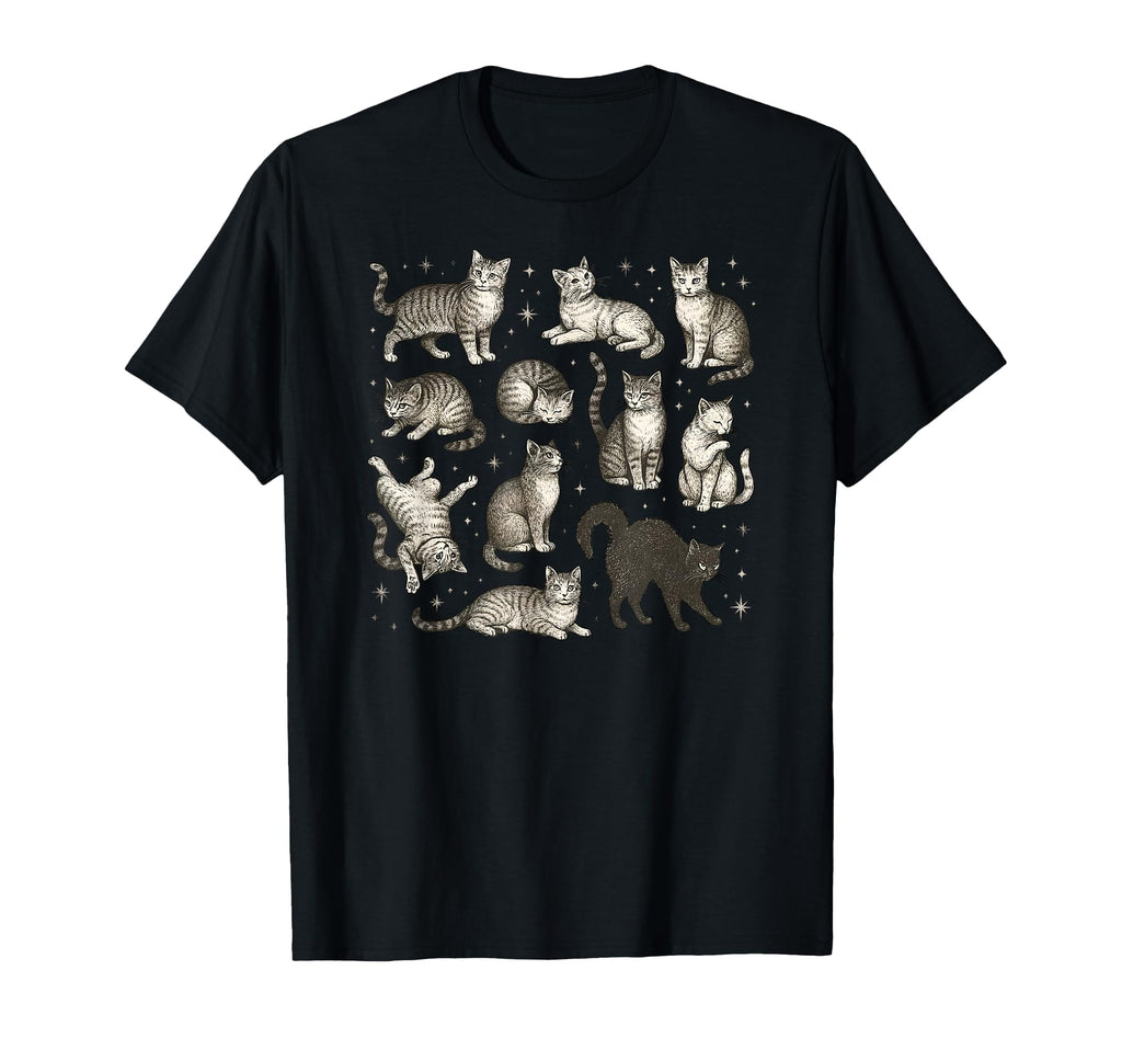 Cat Tattoo Stars And Multiple Poses T-Shirt - Streetwear Style Men Women - T-Shirt, Sweatshirt, Hoodie