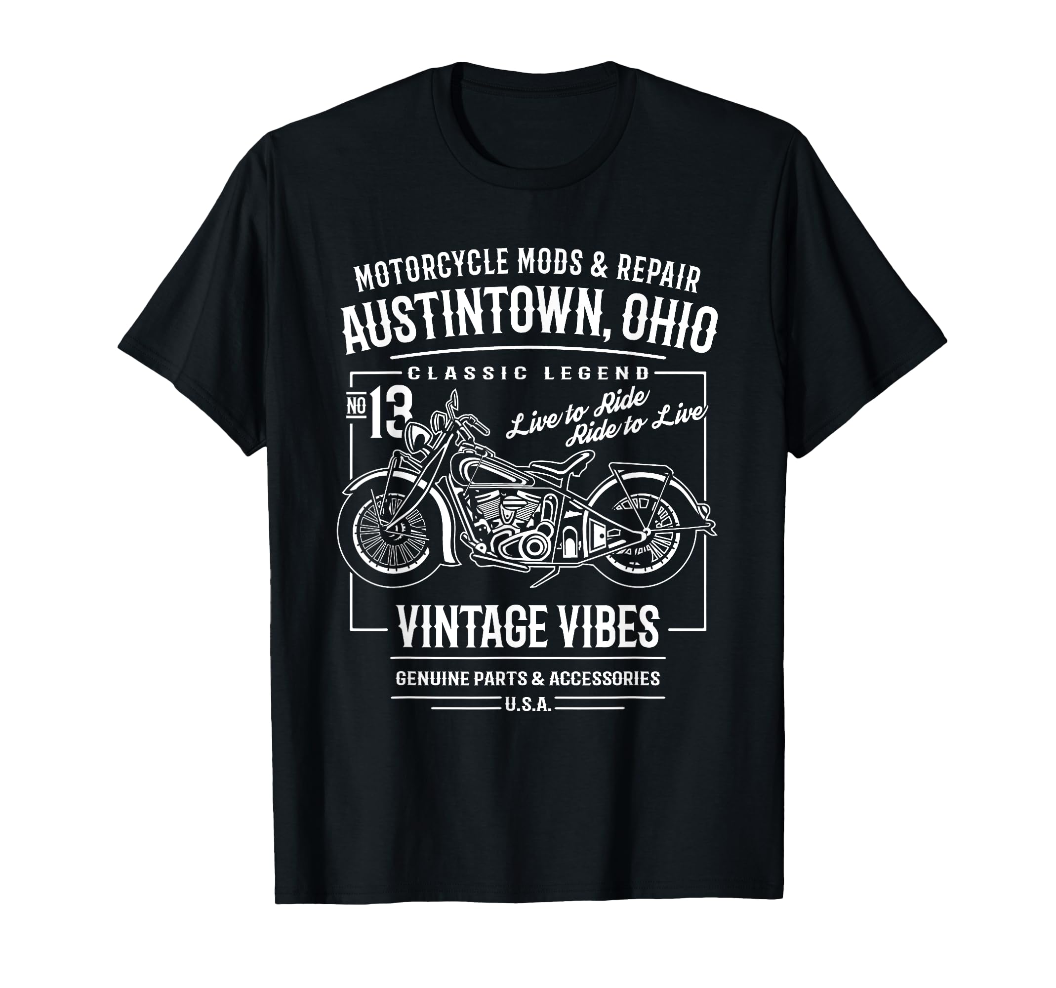 Austintown Oh Usa Motorcycle T-Shirt - Fun Novelty Design Unisex - T-Shirt, Sweatshirt, Hoodie