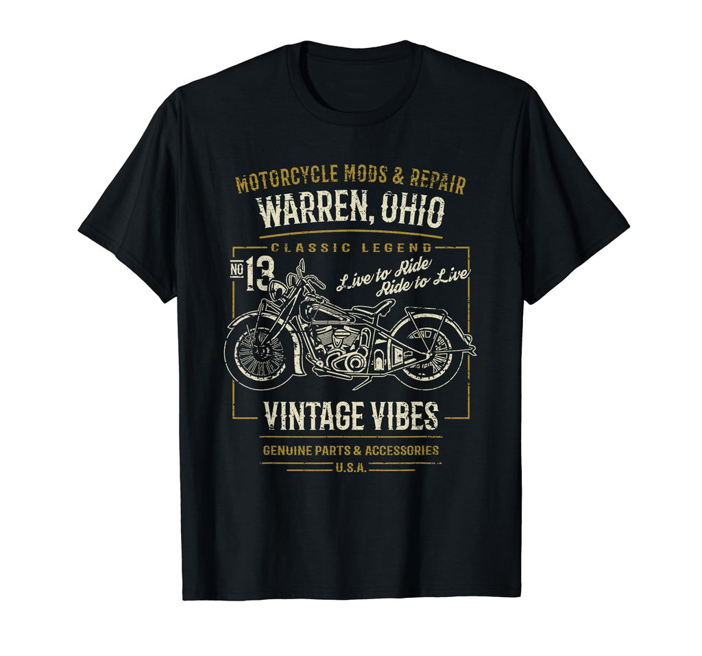 Warren Oh Usa Distressed Motorcycle T-Shirt - Novelty Apparel Unisex - T-Shirt, Sweatshirt, Hoodie