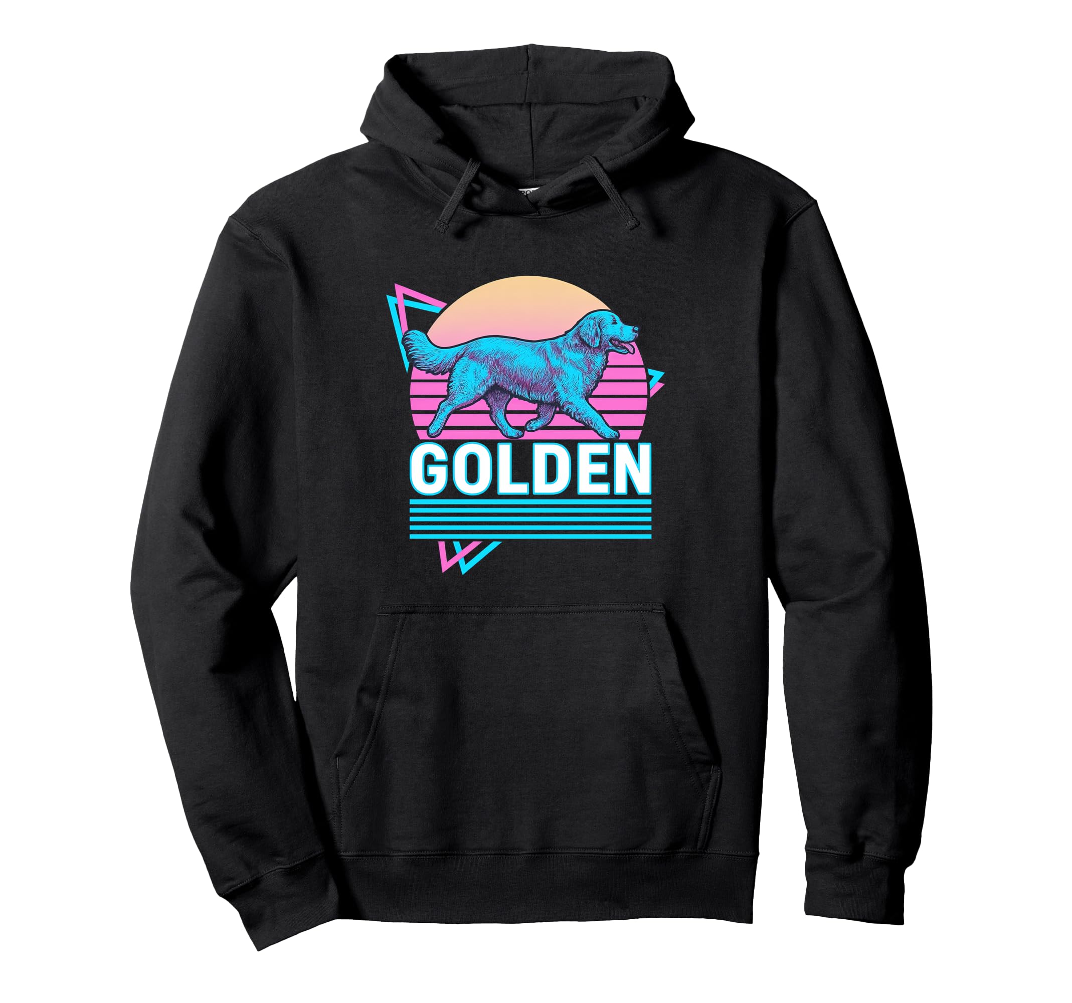 Golden Retriever Synthwave Aesthetic Dog Hoodie - Trendy Graphic Men Women - T-Shirt, Sweatshirt, Hoodie