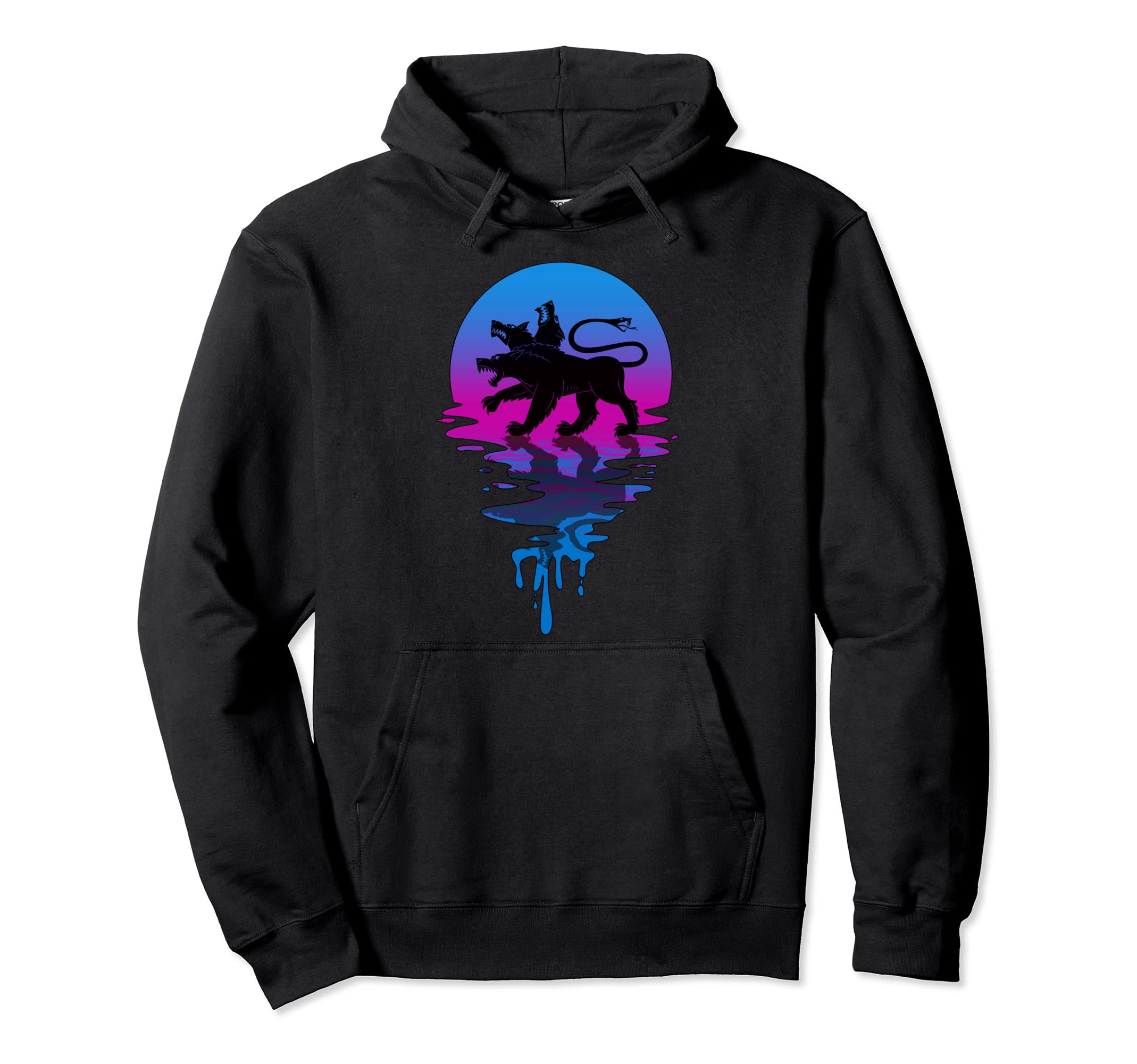 Sunset Cerberus Hoodie - Minimalist Print for Adults - T-Shirt, Sweatshirt, Hoodie