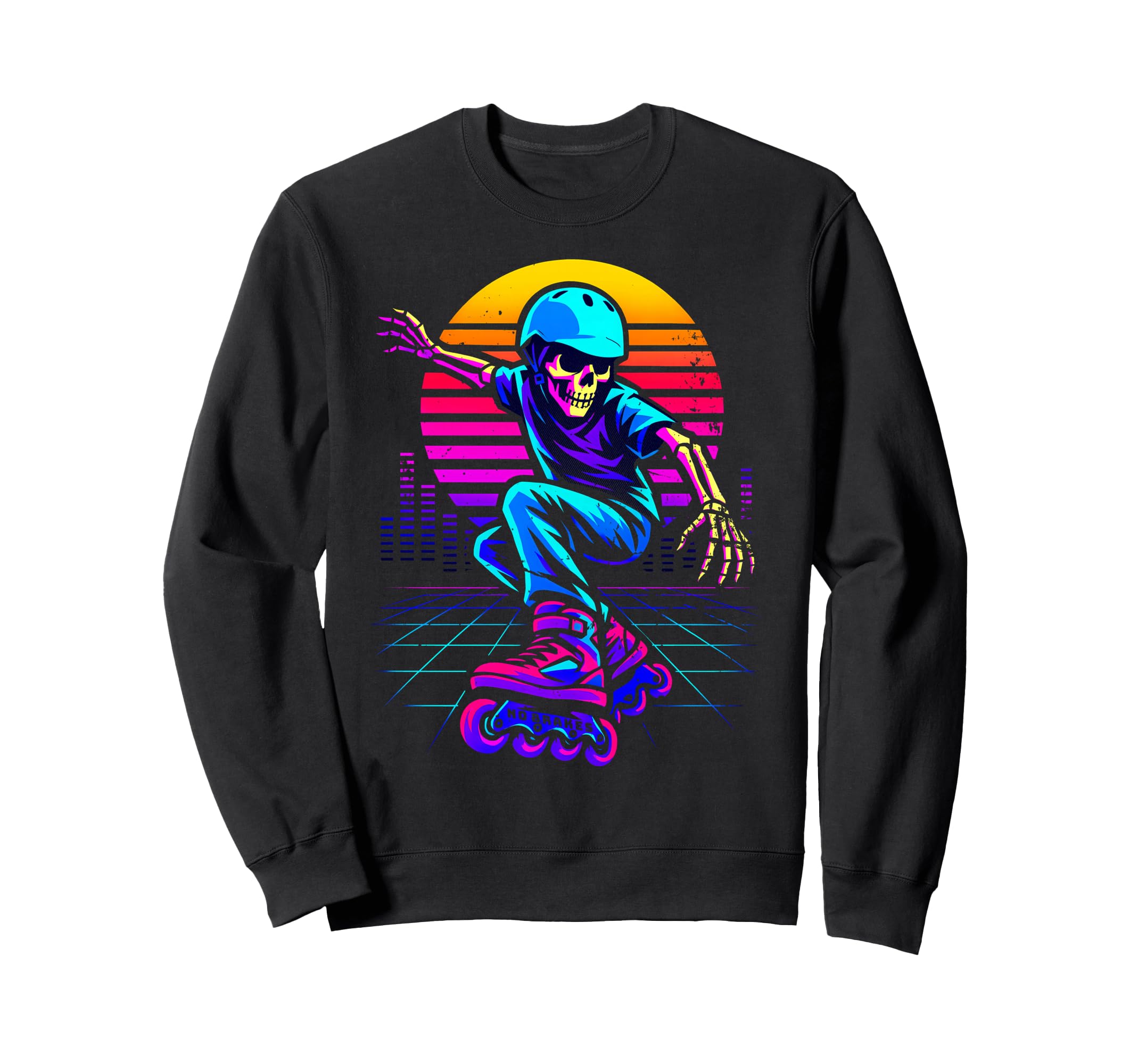 Inline Skating Skeleton Skater Funny Sweatshirt - Graphic Print Unisex - T-Shirt, Sweatshirt, Hoodie