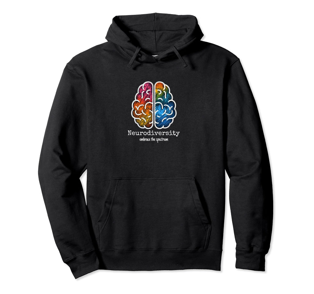 Colorful Rainbow Brain Neurodiversity Hoodie - Graphic Print Men Women - T-Shirt, Sweatshirt, Hoodie