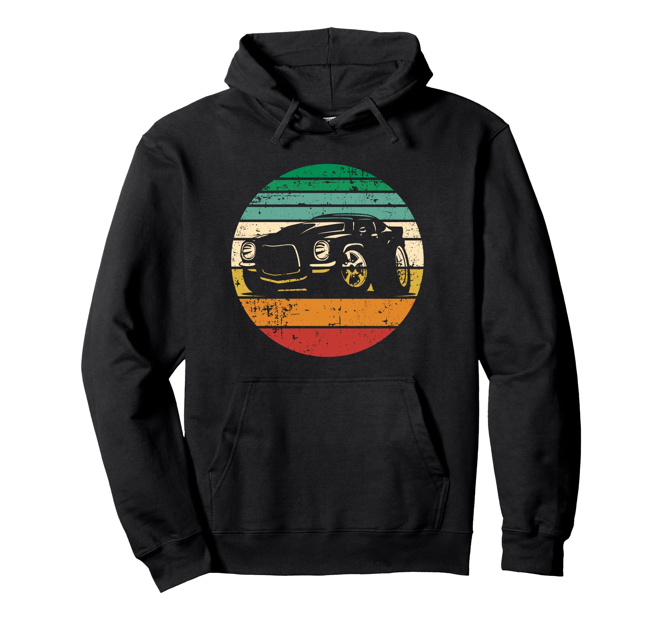 Muscle Car Hotrod Distressed Sunset Hoodie - Custom Art Print Men Women - T-Shirt, Sweatshirt, Hoodie