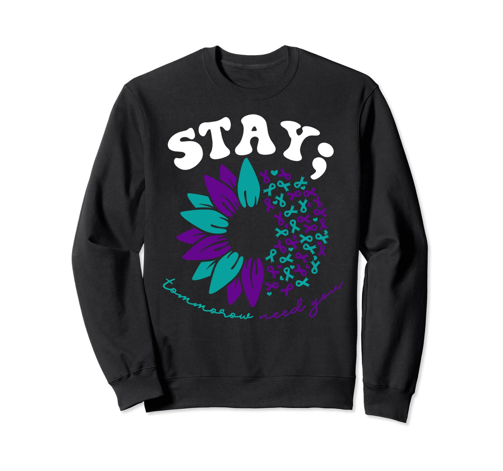 Suicide Prevention 988 Stay Sweatshirt - Aesthetic Graphic for Adults - T-Shirt, Sweatshirt, Hoodie