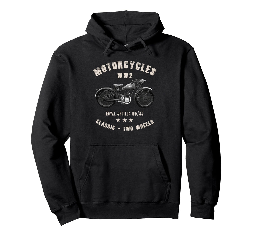 Royal Enfield Wd Re Motorcycle Ww2 Hoodie - Novelty Apparel for Adults - T-Shirt, Sweatshirt, Hoodie