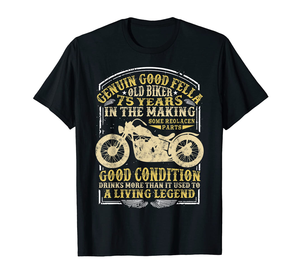 75 Years Old Biker Birthday T-Shirt - Minimalist Print for Adults - T-Shirt, Sweatshirt, Hoodie