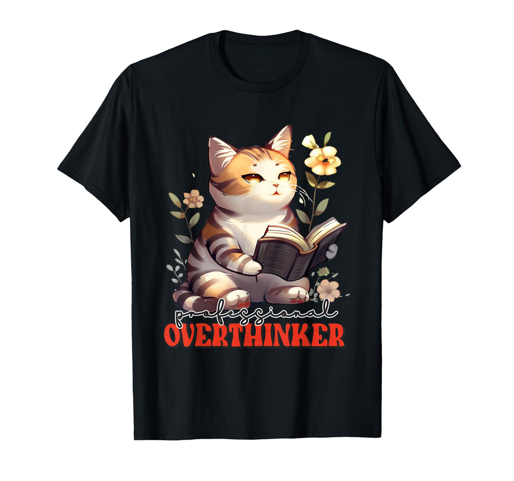Professional Overthinker Cat T-Shirt - Minimalist Print for Adults - T-Shirt, Sweatshirt, Hoodie
